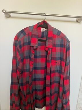 Faherty Mens XXL Plaid Long Sleeve Flannel Shirt Red Navy Blue Charcoal Soft